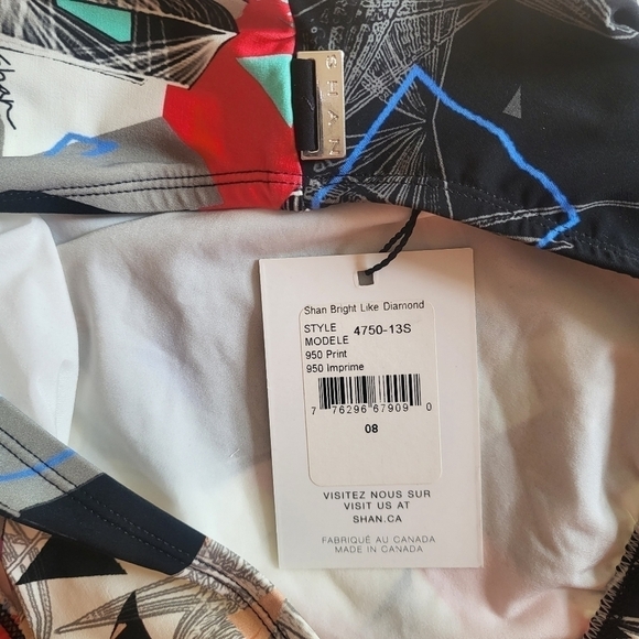 New SHAN Bright Like Diamond Halter Print Swimsuit NWT Size 8 US/8 CAN - Picture 8 of 11